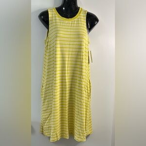 Time and True Yellow and White Stripped Sleeveless Mini Women Dress Size S - NWT
